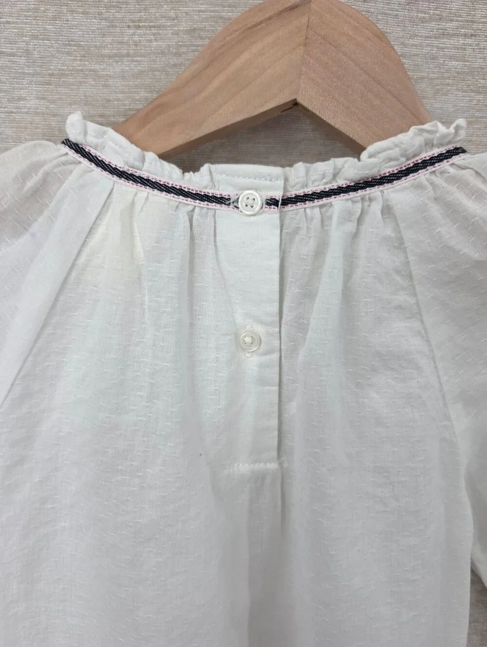 Oshkosh Girls' White Long-Sleeve Peasant Top Dress Shirt Blouse Cotton
